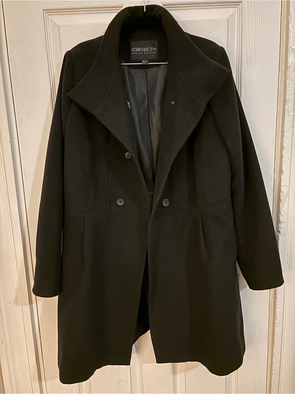 Forever 21 Plus+ Black Winter Trench